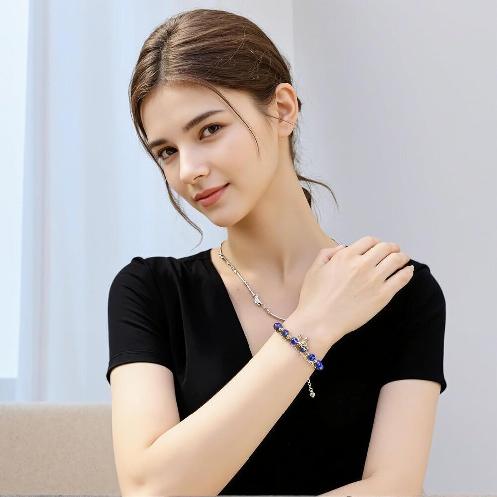 Handmade Crystal Gemstone Bracelet Gold Plated Adjustable Jewelry Gift for Women - Picture 5 of 9